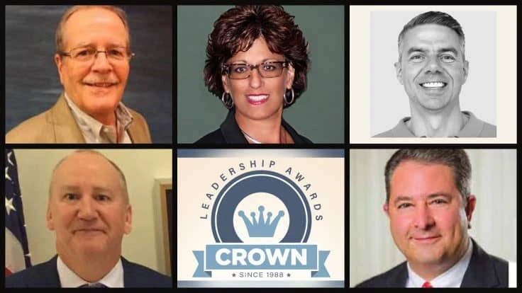 PCT and Syngenta recognize 2021 Crown Leadership Award winners (clockwise, from top left): Gary Curl, Suzanne Graham, Donnie Shelton, Freeman Elliott and Marty Overline.