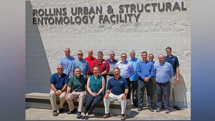 Back row: Jay Everitt, ACE, Rottler Lawn & Pest Solutions; Ted Thorpe, ACE , Pit Bull Pest Control; Alex Blahnik, ACE, Terminix Commercial; Santos Portugal, BCE, ABC Home & Commercial Services; Jim Nase, ACE, Moyer Indoor Outdoor; David Moore, BCE, Dodson Pest Control; Jeff Weier, BCE, Sprague Pest Solutions; Bart Foster, BCE, Bill Clark Pest Control, Inc.; Christian Wilcox, ACE, McCauley Services; Corey Goeltzenleuchter, PHE, McCall’s Services; Mark VanderWerp, BCE, Rose Pest ssolutions Seated: Rolie Calzadilla, CWCP, Pest Wildlife Pro; Tom Myers, BCE, All-Rite Pest Control; Ashley Roden, BCE, Sprague Pest Solutions; Mark “Shep” Sheperdigian, BCE, Rose Pest Solutions