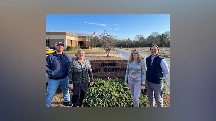 Pictured left to right: Matt Quinn and Vickie Quinn of Quinn Pest Control, Daphne Bertholf and Court Parker of Bug Busters