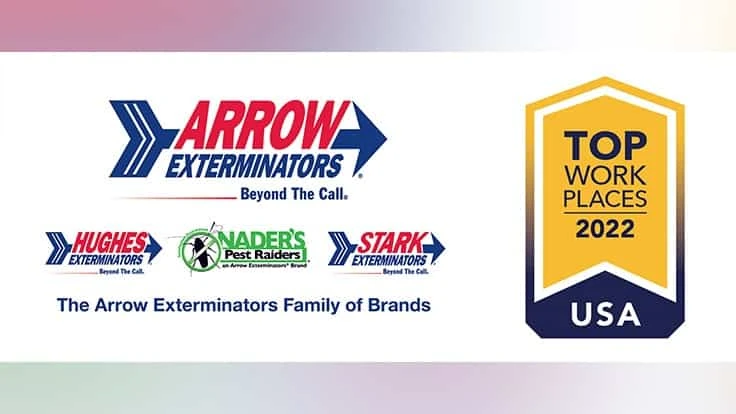 Atlanta-based Arrow Exterminators was awarded a 2022 Top USA Workplace honor by Energage.