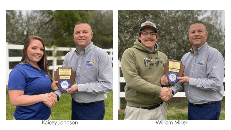 Kaicey Johnson of NC Pest Control (Fuquay-Varina, N.C.) and William Miller of Clint Miller Exterminating (Mt. Pleasant, N.C.) were recognized by NCPMA President Marty Roberts.