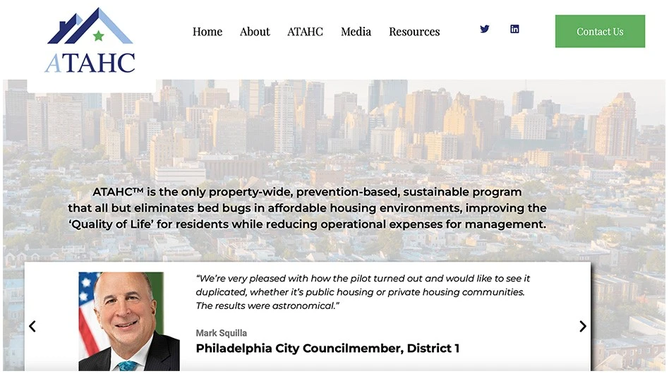 Screen shot of the new ATAHC website.