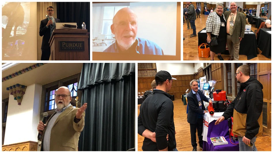 Pictured clockwise (from top left) Rich Williams gives a product demonstration, attendees Cindy and Marty Jones, and speakers Bobby Corrigan, Dr. Coby Schal, Dr. Fred Whitford and Mark Vanderwerp.