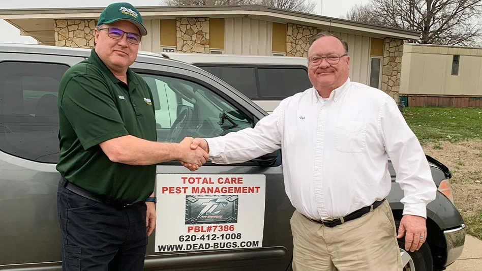 From left to right: Matt Froggatte, Plunkett’s Regional Manager, Paul Wikoff, Owner of Total Care Pest Management]