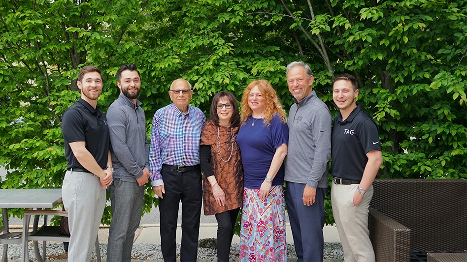 Pictured (from left to right): Chris Aust, Nick Aust, Barry Stangel, Lucile Stangel, Laura Stangel, Stuart Aust and Dan Aust