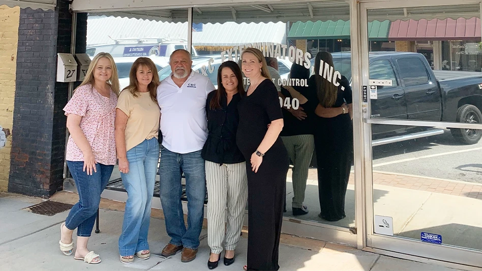 From left to right: Connie Crowe, Pat Crowe, Carl Crowe, Carla Crowe Stone, all from C&C Exterminators, Beth Warren from Rockit Pest